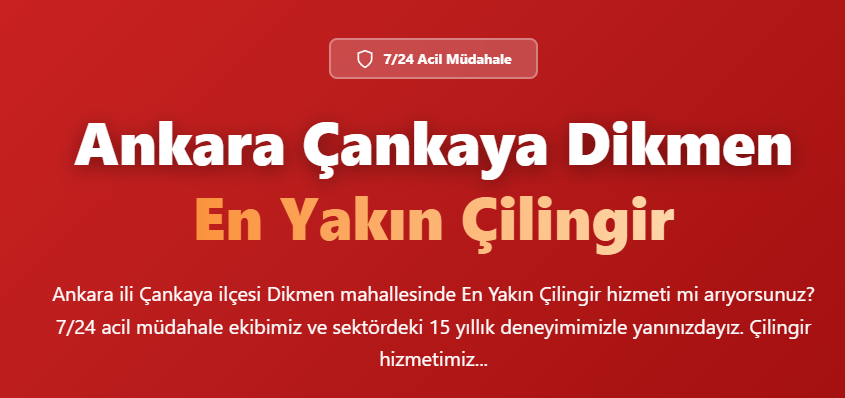 Ankara Dikmen Çilingir Hizmeti