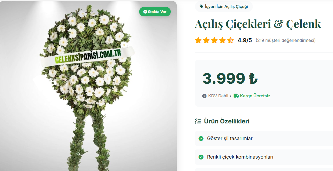 İşyeri Dükkan Mekan Açılış Çiçeği Çelenk Gönder