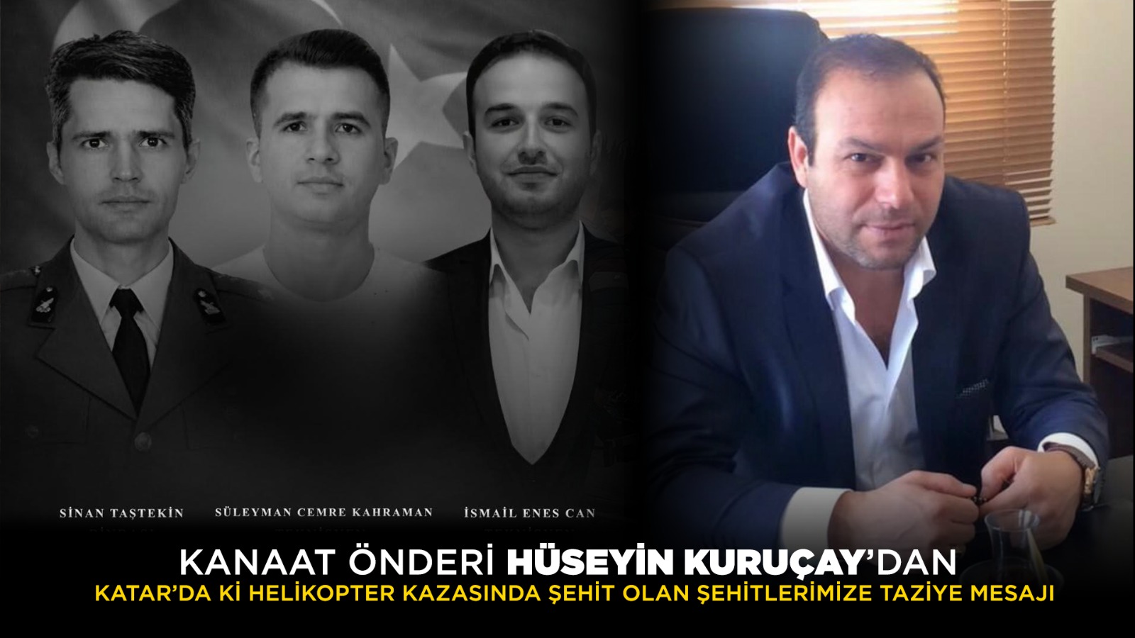 Kanaat Önderi Hüseyin Kuruçay’dan Taziye Mesajı